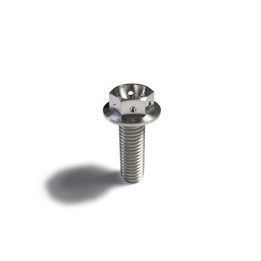 Ticon Industries Titanium Bolt Flanged M10x30x1.25TP 14mm 6pt Head Drilled