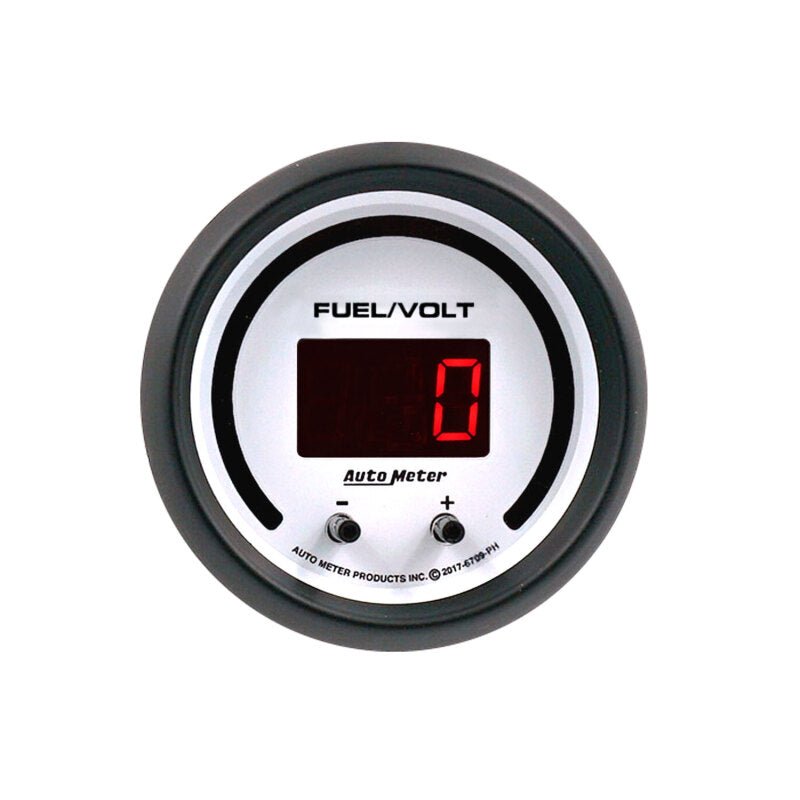 AutoMeter - Autometer 52.4mm White Switchable 0 - 100 Fuel Level/8 - 18V Voltmeter Phantom Elite Digital Gauge - Demon Performance