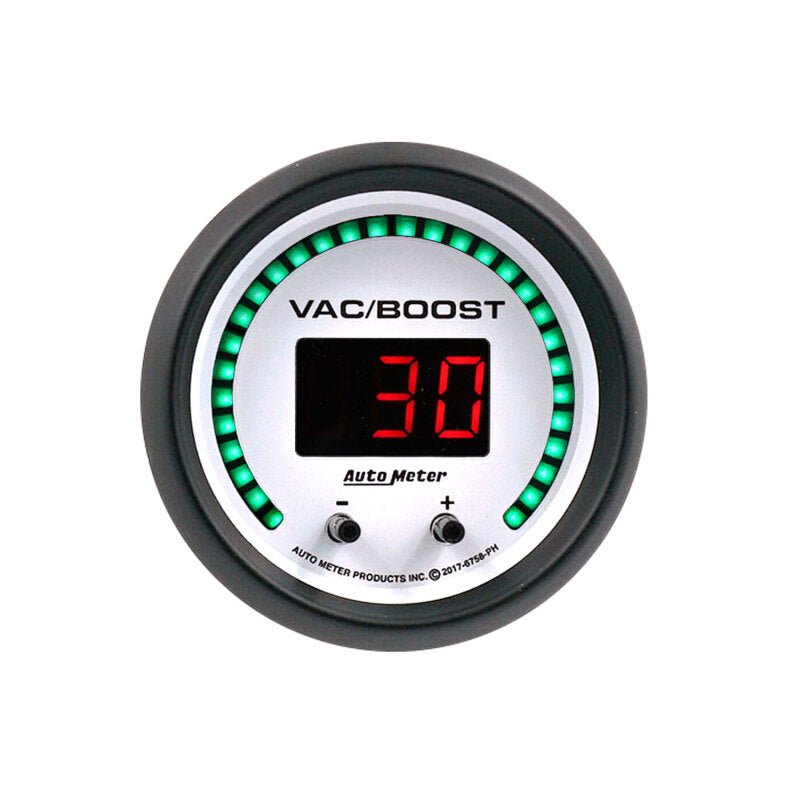 AutoMeter - Autometer 52.4mm White Switchable 0 - 1600 PSI / 0 - 110 BAR Vacuum/Boost Phantom Elite Digital Gauge - Demon Performance