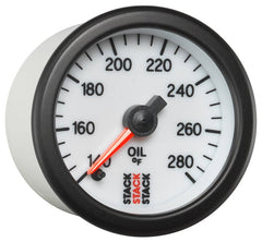 AutoMeter - Autometer Stack 52mm 140 - 280 Deg F 1/8in NPTF Male Pro Stepper Motor Oil Temp Gauge - White - Demon Performance