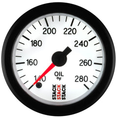 AutoMeter - Autometer Stack 52mm 140 - 280 Deg F 1/8in NPTF Male Pro Stepper Motor Oil Temp Gauge - White - Demon Performance