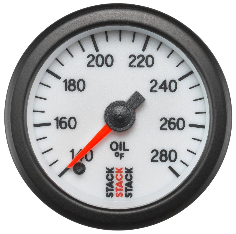 AutoMeter - Autometer Stack 52mm 140 - 280 Deg F 1/8in NPTF Male Pro Stepper Motor Oil Temp Gauge - White - Demon Performance