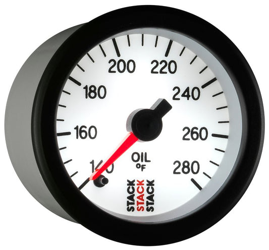 AutoMeter - Autometer Stack 52mm 140 - 280 Deg F 1/8in NPTF Male Pro Stepper Motor Oil Temp Gauge - White - Demon Performance