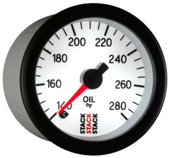 AutoMeter - Autometer Stack 52mm 140 - 280 Deg F 1/8in NPTF Male Pro Stepper Motor Oil Temp Gauge - White - Demon Performance