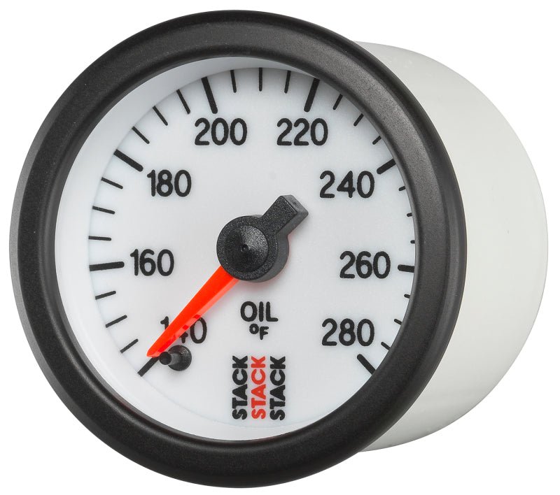 AutoMeter - Autometer Stack 52mm 140 - 280 Deg F 1/8in NPTF Male Pro Stepper Motor Oil Temp Gauge - White - Demon Performance