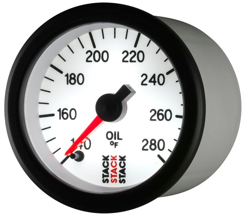 AutoMeter - Autometer Stack 52mm 140 - 280 Deg F 1/8in NPTF Male Pro Stepper Motor Oil Temp Gauge - White - Demon Performance