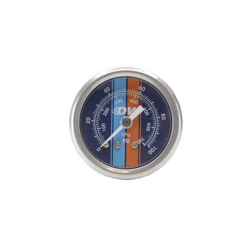 DeatschWerks - DeatschWerks 0-100 PSI 1/8in NPT Mechanical Fuel Pressure Gauge Brushed Housing Blue Face - Demon Performance