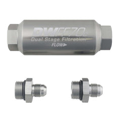 DeatschWerks - DeatschWerks 6AN 10 Micron 70mm Compact In-Line Fuel Filter Kit - Demon Performance