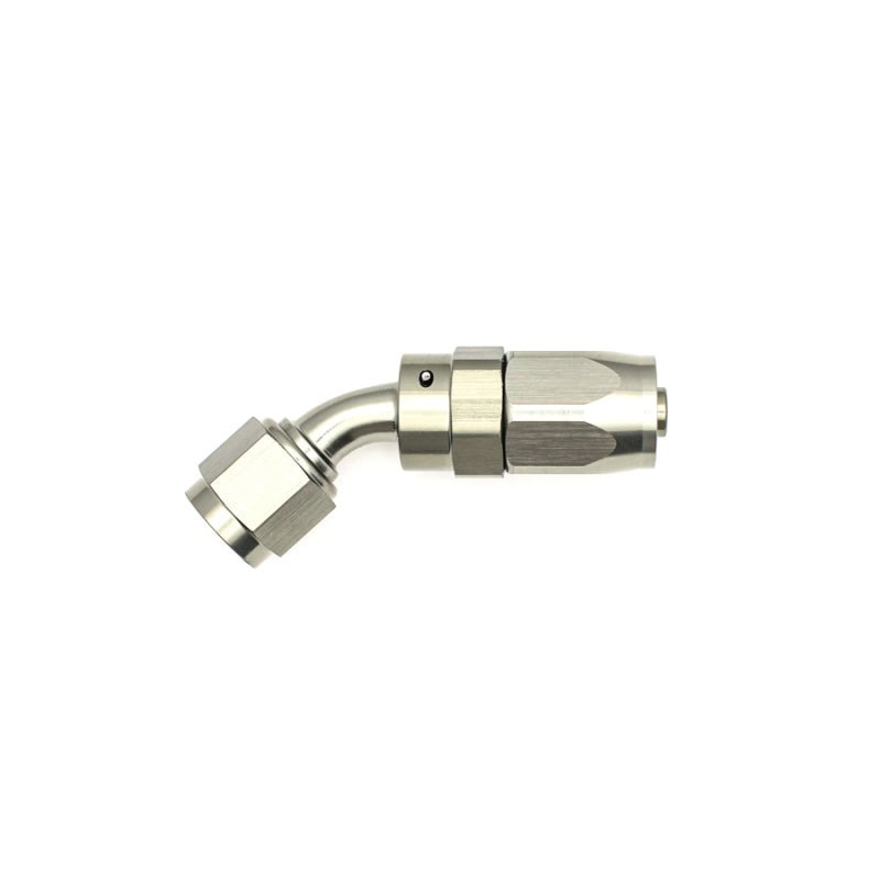 DeatschWerks - DeatschWerks 6AN Female Swivel 45-Degree Hose End CPE - Anodized Matte Black - Demon Performance
