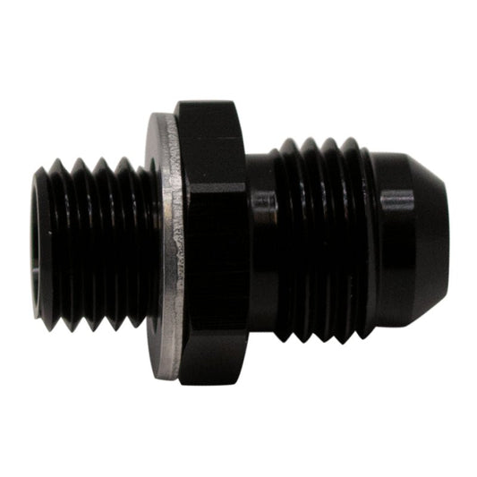 DeatschWerks - DeatschWerks 6AN Male Flare to M12 X 1.5 Male Metric Adapter (Incl Washer) - Anodized Matte Black - Demon Performance
