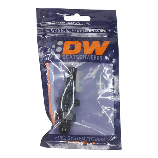 DeatschWerks - DeatschWerks 6AN Male Flare to Straight 3/8in Single Hose Barb - Anodized Matte Black - Demon Performance