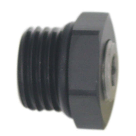 DeatschWerks - DeatschWerks 6AN ORB Male Plug Fitting with 1/8in NPT Gauge Port - Anodized Matte Black - Demon Performance