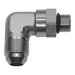 DeatschWerks - DeatschWerks 6AN ORB Male Swivel to 8AN Male Flare 90-Degree - Anodized Titanium - Demon Performance
