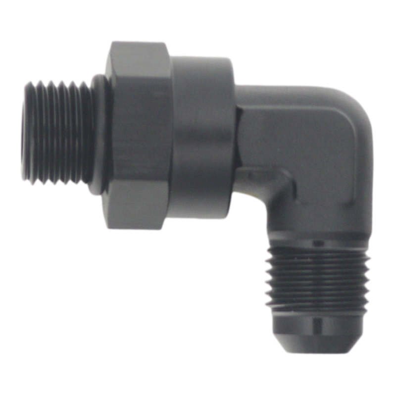 DeatschWerks - DeatschWerks 6AN ORB Male Swivel to 90-Degree 6AN Male Flare - Anodized Matte Black - Demon Performance