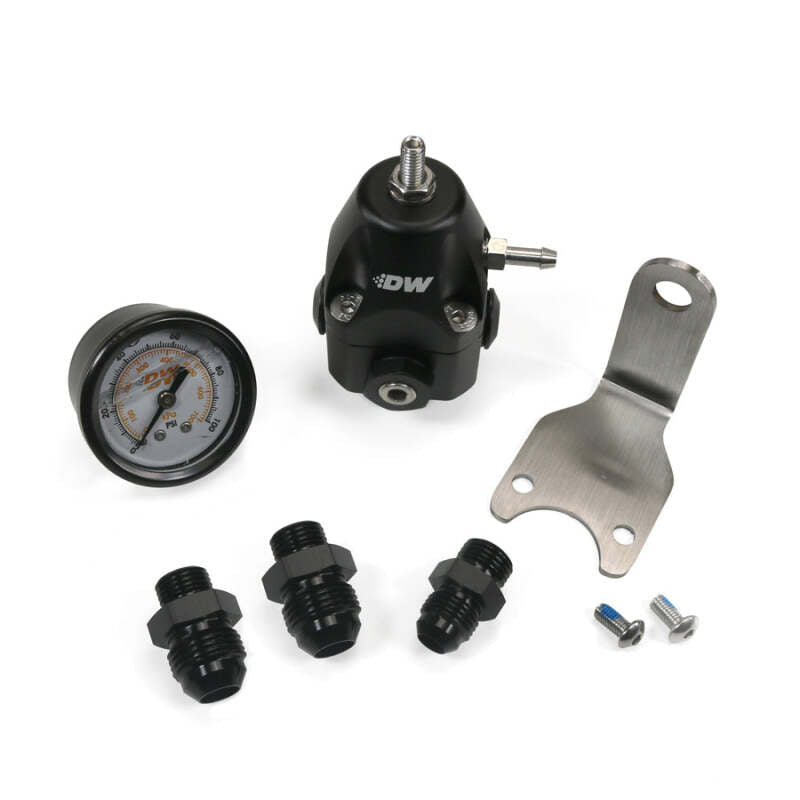 DeatschWerks - DeatschWerks DWR1000C AFPR + Pressure Gauge + 6AN & 8AN fittings - Anodized Black - Demon Performance