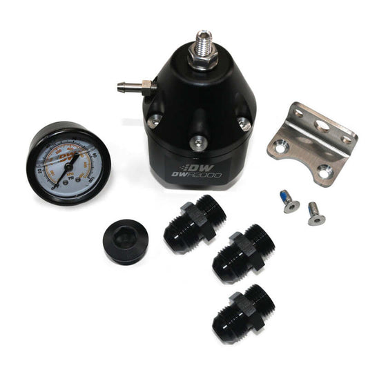 DeatschWerks - DeatschWerks DWR2000 AFPR + Pressure Gauge + 10AN & 8AN Fittings - Anodized Black - Demon Performance