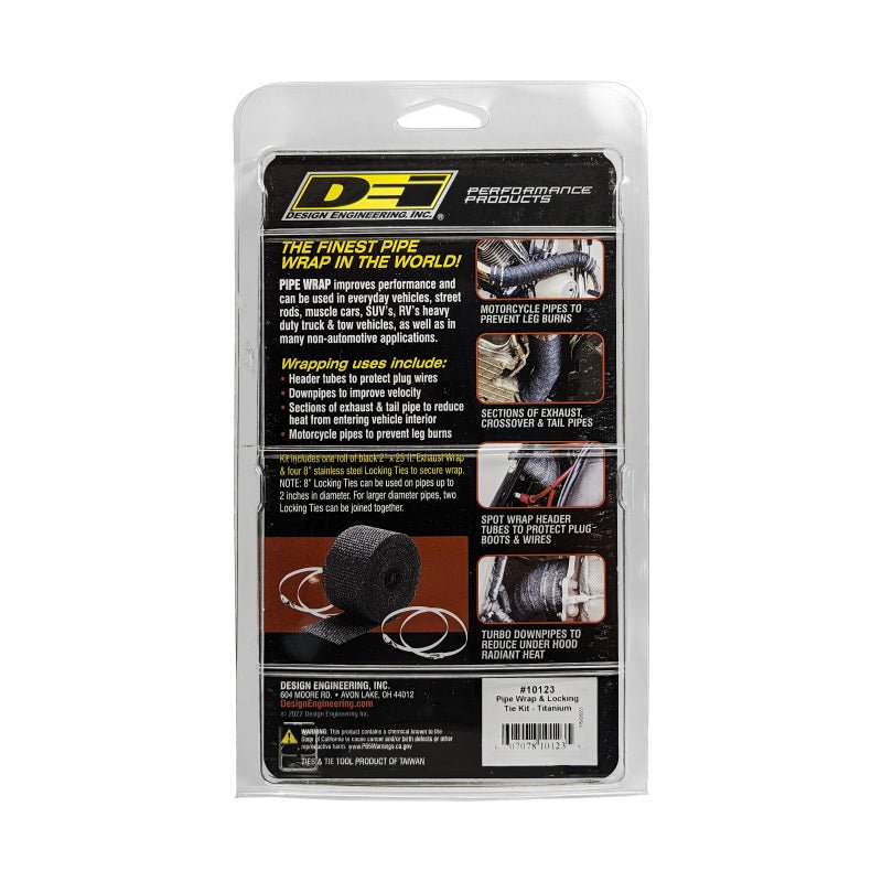 DEI - DEI Exhaust Wrap Kit - Pipe Wrap and Locking Tie - Titanium - Demon Performance