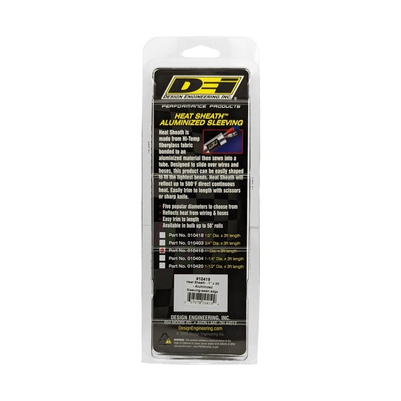 DEI - DEI Heat Sheath 1in x 3ft - Aluminized Sleeving - Sewn Edge - Demon Performance