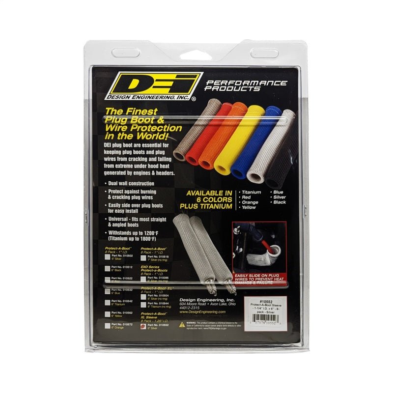 DEI - DEI Protect - A - Boot Sleeve - 1 - 1/4in I.D. x 6in - 8 - pack - Silver - Demon Performance