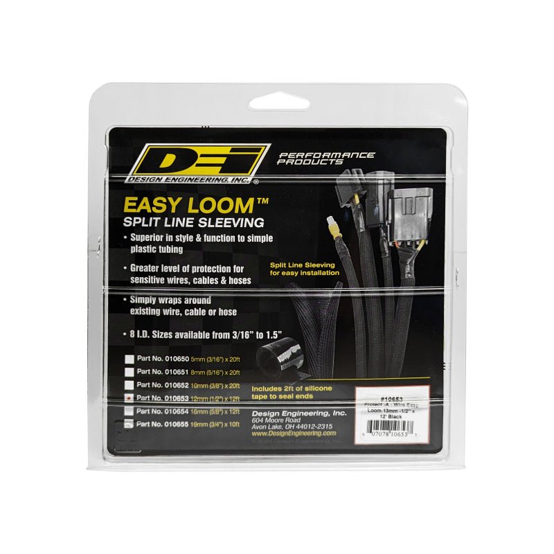 DEI - DEI Split Wire Sleeve Easy Loom 13mm - 1/2in x 12 Black - Demon Performance