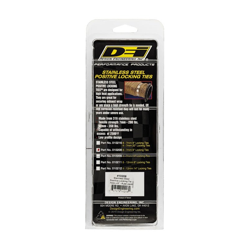 DEI - DEI Stainless Steel Positive Locking Tie 1/4in (7mm) x 9in - 8 per pack - Demon Performance