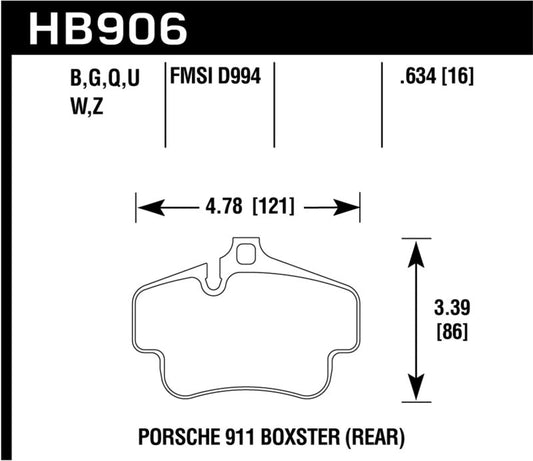 Hawk Performance - Hawk 02 - 10 Porsche 911 Performance Ceramic Street Rear Brake Pads - Demon Performance