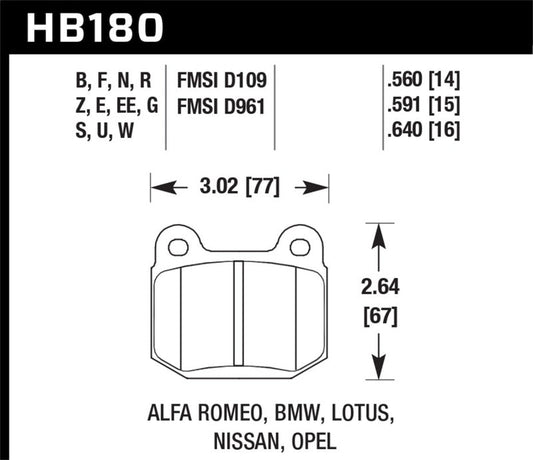 Hawk Performance - Hawk 03 - 06 Evo / 04 - 09 STi / 03 - 07 350z Track DTC - 60 Race Rear Pads - Demon Performance