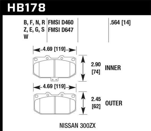 Hawk Performance - Hawk 06 - 07 WRX / 89 - 96 Nissan 300ZX / 89 - 93 Skyline GT - R HPS Street Front Brake Pads - Demon Performance