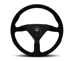 Momo Montecarlo Alcantara Steering Wheel 320 mm - Black/Black Stitch/Black Spokes