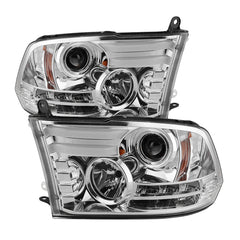 Spyder Dodge Ram 09-12 Projector Headlights Light Bar DRL Chrome PRO-YD-DR09-LBDRL-C