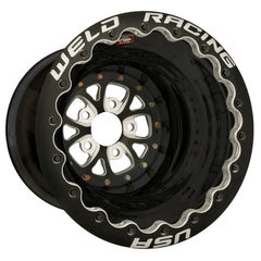 Weld V-Series 16x16 / 5x4.75 BP / 4in. BS Black Wheel - Black Double Beadlock