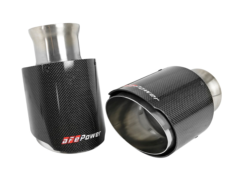 aFe - aFe MACH Force-XP 4-1/2in Carbon Fiber OE Replacement Exhaust Tips - 15-19 Dodge Charger/Hellcat - Demon Performance