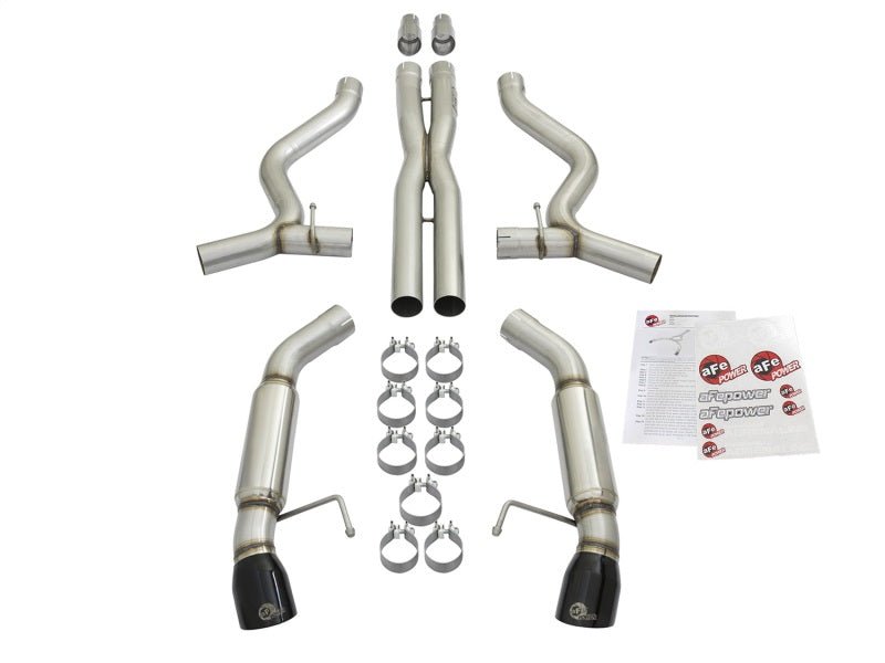 aFe - aFe MACHForce XP 3in 304 SS Sport Tone Cat-Back w/ Black Tips 15-17 Ford Mustang V6-3.7L/V8-5.0L - Demon Performance