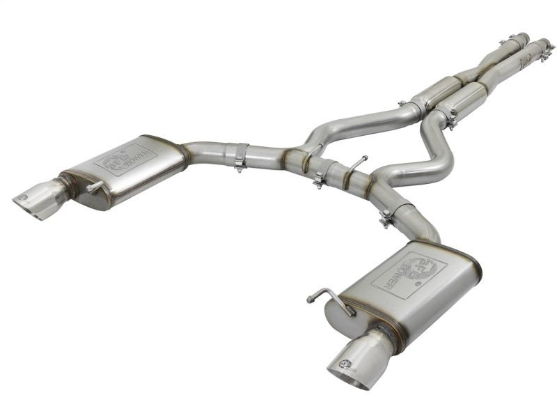 aFe - aFe MACHForce XP 3in Sport Tone Cat-Back Exhausts w/ Polished Tips 15-17 Ford Mustang V6/V8 - Demon Performance