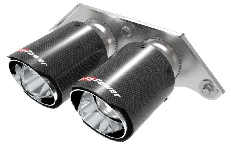 aFe - aFe Power Mach Force Xp 4in 304 SS Bolt-On Exhaust Tips Carbon Fiber 14-19 Porsche 911 GT3 3.8L/4.0L - Demon Performance