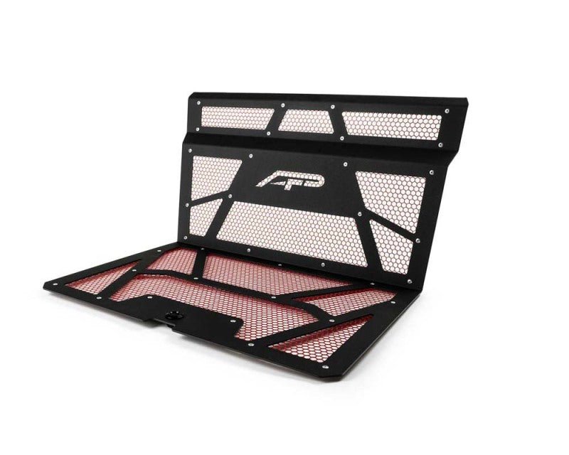 Agency Power - Agency Power 14-18 Polaris RZR XP 1000 / XP Turbo Vented Engine Cover - Matte Black/Red Mesh - Demon Performance