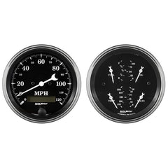 AutoMeter - Auto Meter Gauge Kit 2 pc. Quad & Speedometer 3 3/8in Old Tyme Black - Demon Performance