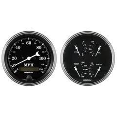 AutoMeter - Auto Meter Gauge Kit 2 pc. Quad & Speedometer 5in Old Tyme Black - Demon Performance