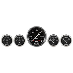 AutoMeter - Auto Meter Gauge Kit 5 pc. 3 3/8in & 2 1/16in GPS Speedometer Old Tyme Black - Demon Performance