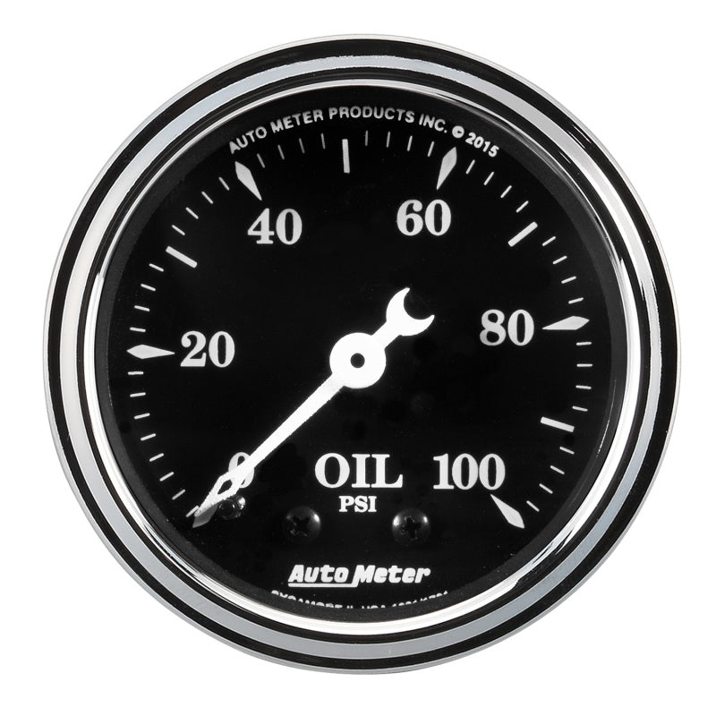 AutoMeter - Auto Meter Gauge Oil Press 2 1/16in 100psi Mech Old Tyme Black - Demon Performance