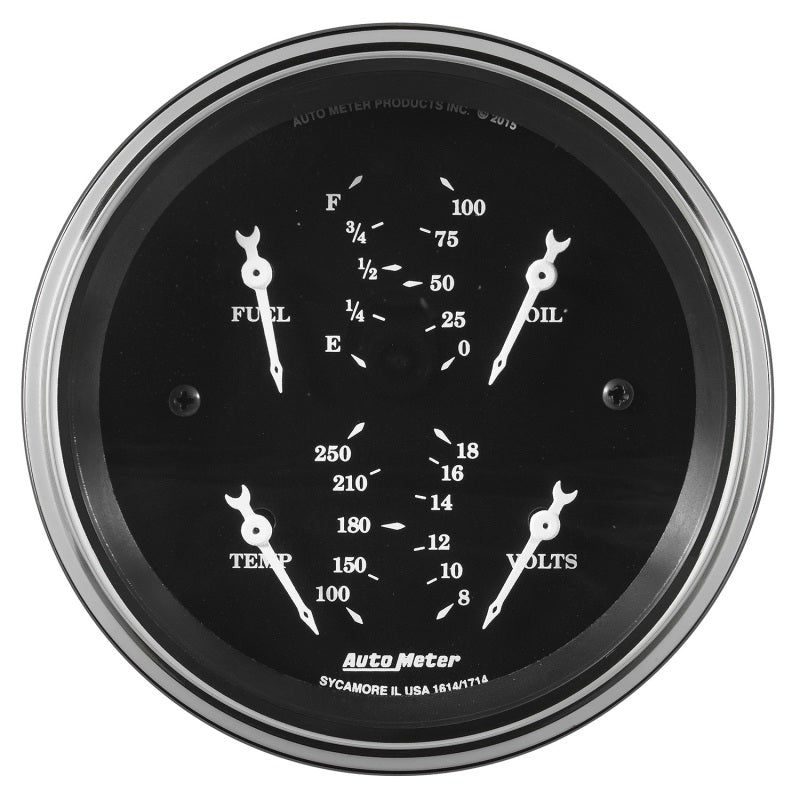 AutoMeter - Auto Meter Gauge Quad 3 3/8in 0E-90F Elec Old Tyme Black - Demon Performance