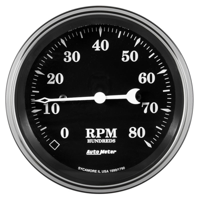 AutoMeter - Auto Meter Gauge Tachometer 3 3/8in 8k RPM In-Dash Old Tyme Black - Demon Performance