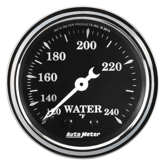 AutoMeter - Auto Meter Gauge Water Temp 2 1/16in 120-240F Mech Old Tyme Black - Demon Performance