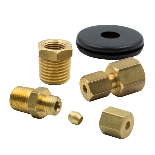 AutoMeter - Autometer 1/8in NPTF Compression to 1/8in Line Brass Fitting Kit - Demon Performance