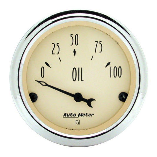 AutoMeter - Autometer 2-1/16 inch Electric Oil Pressure 100PSI Antique Beige Gauge - Demon Performance