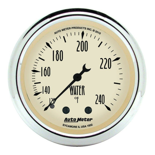 AutoMeter - Autometer 2-1/16 inch Mechanical Antique Beige Water Temp Gauge 120-240 Deg F - Demon Performance