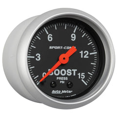 AutoMeter - Autometer 2-1/16in 0-15 PSI Mechanical Sport-Comp Boost Pressure Gauge - Demon Performance