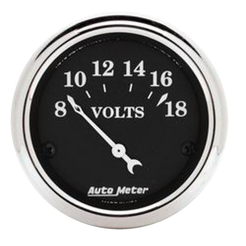 AutoMeter - Autometer 2 1/16in 18V Electric Old Tyme Black Voltmeter - Demon Performance