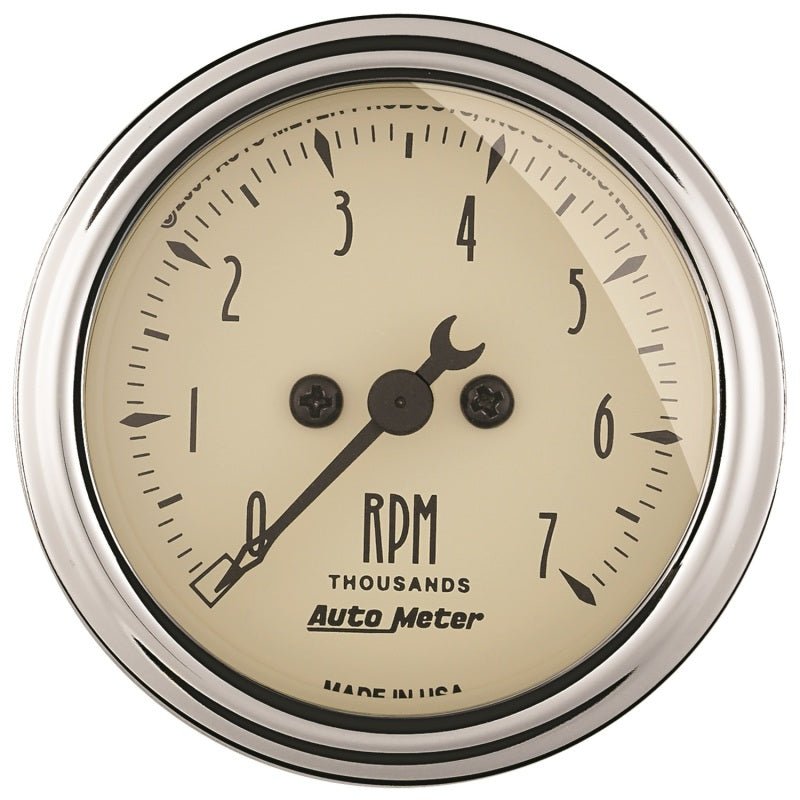 AutoMeter - Autometer 2-1/16in Antique Beige In-Dash 7K RPM Tachometer Gauge - Demon Performance