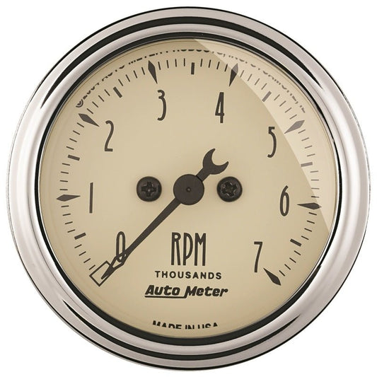 AutoMeter - Autometer 2-1/16in Antique Beige In-Dash 7K RPM Tachometer Gauge - Demon Performance